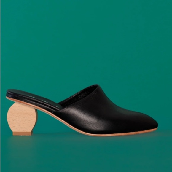 Dopp Shoes - Dopp Mules Greta Wooden Asphalt Black Leather sz 8